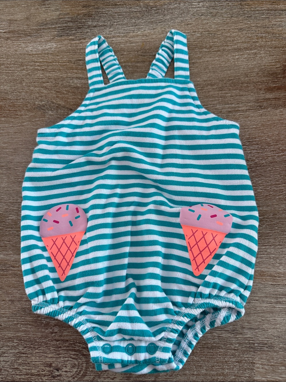 Joe Fresh Teal and White Striped Ice Cream Romper